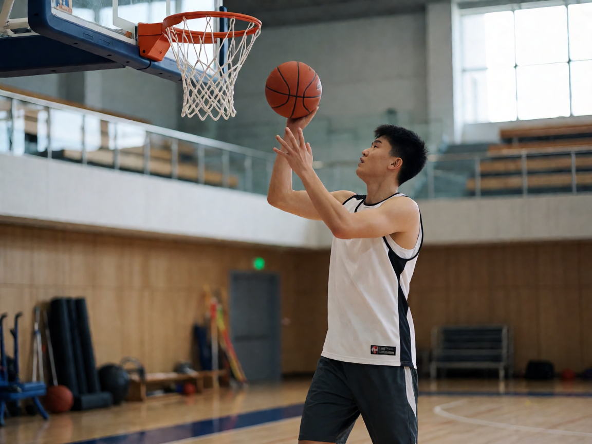 篮球球员在训练中进行投篮练习